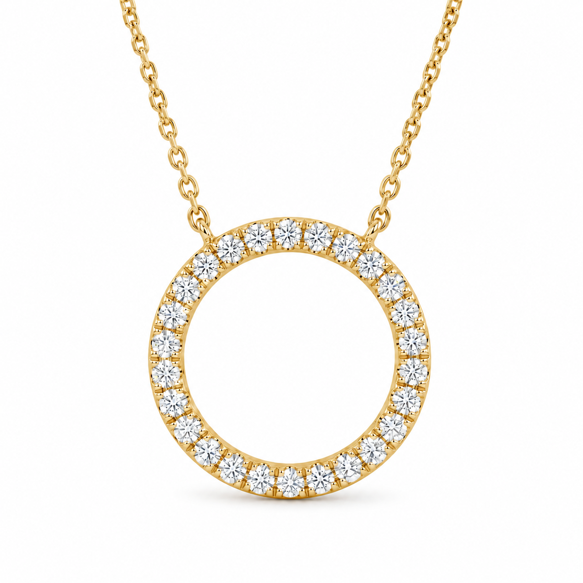 Circle Diamond Necklace - 18K White Gold
