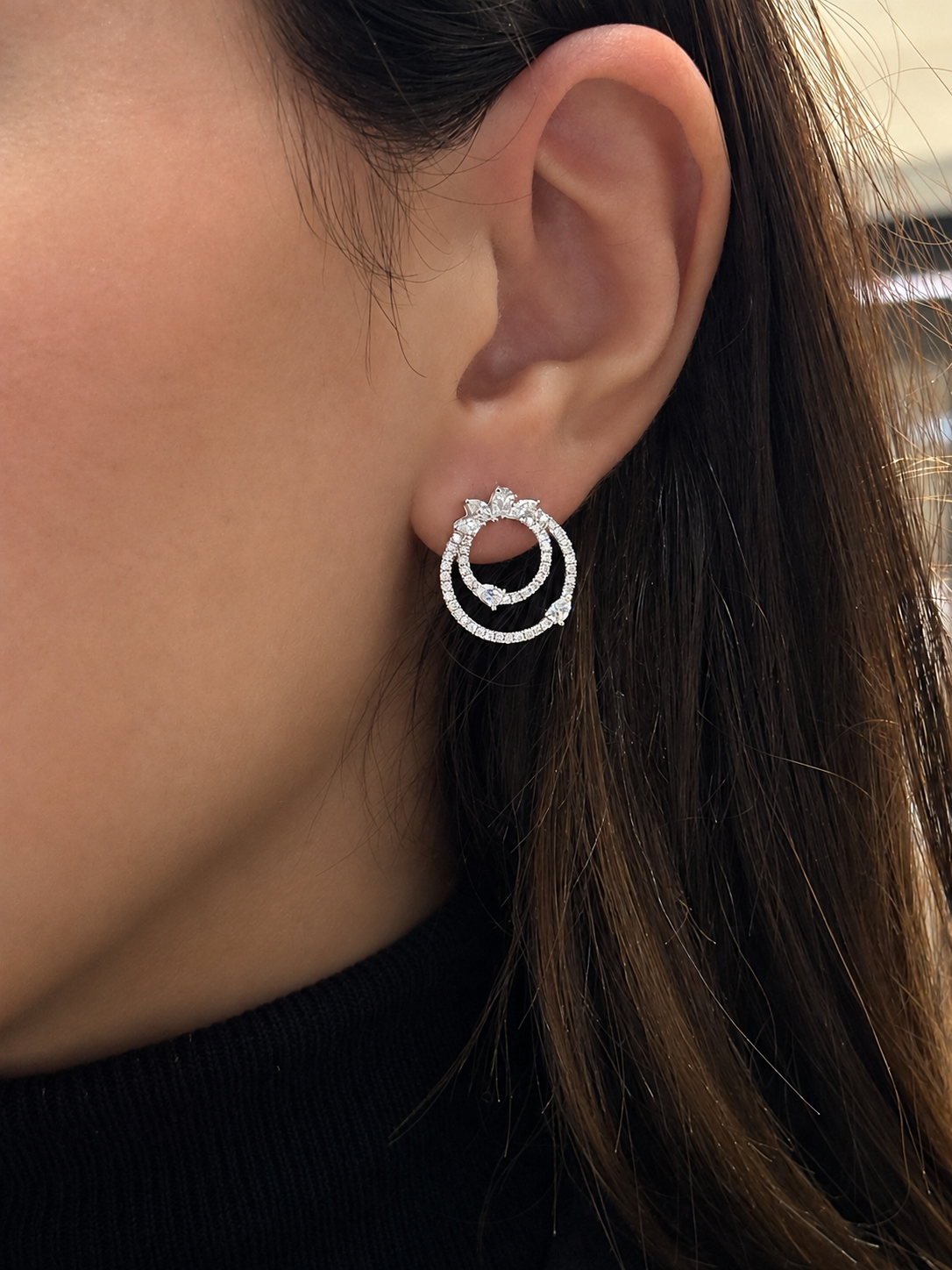 Double Circle Diamond Earrings