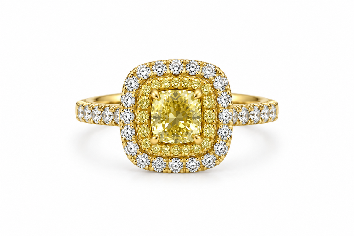 Yellow Cushion Ring