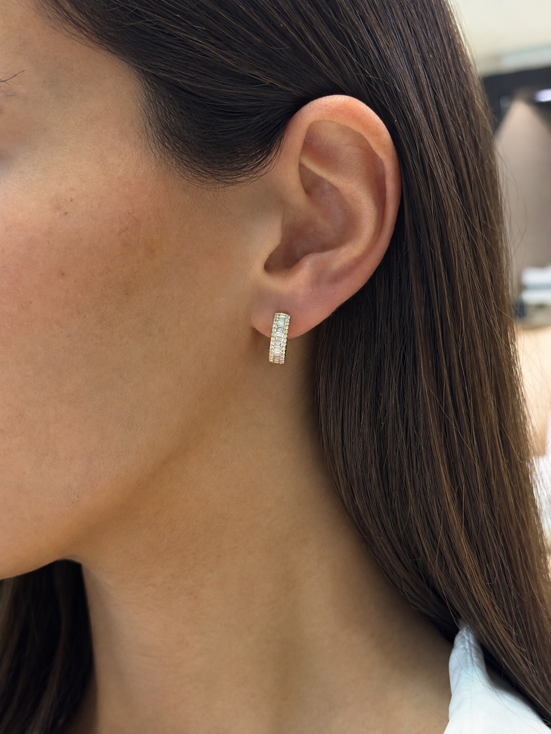 Baguette Diamond Hoops