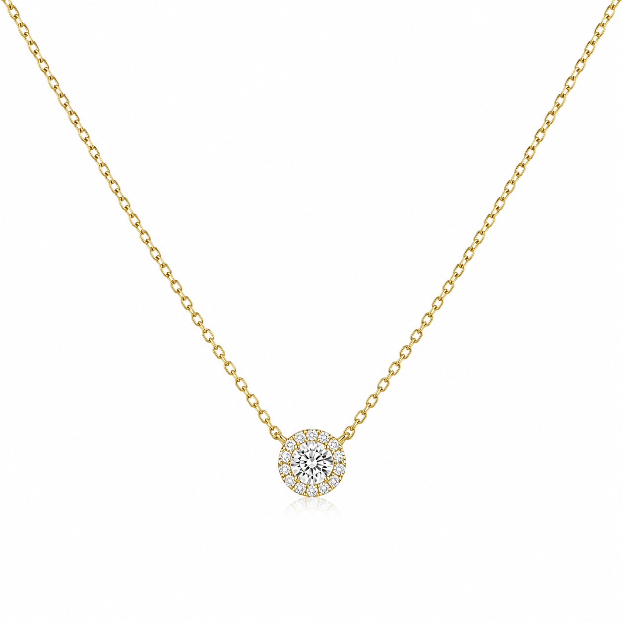 Halo Round Diamond Necklace