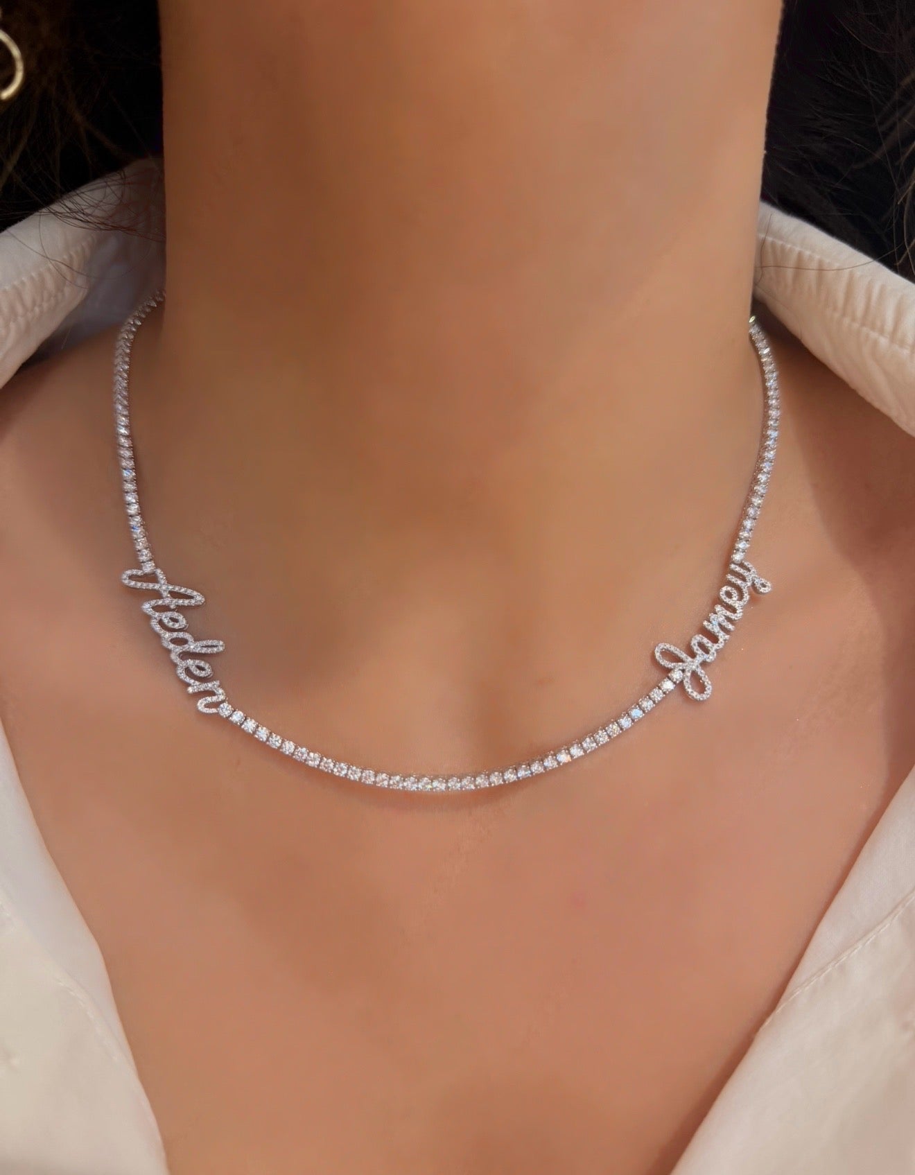 The Two Name Diamond Tennis Necklace
