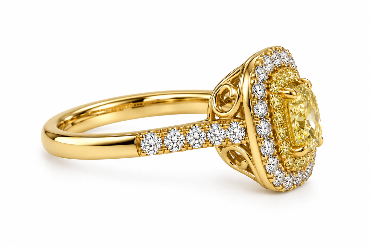 Yellow Cushion Ring