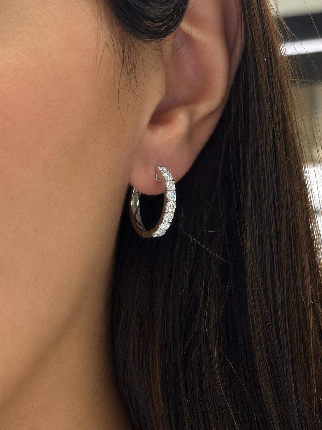 Diamond Set Hoops