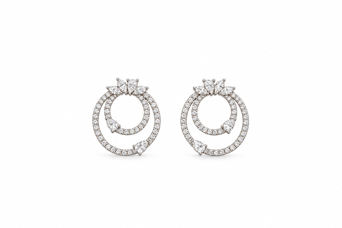 Double Circle Diamond Earrings