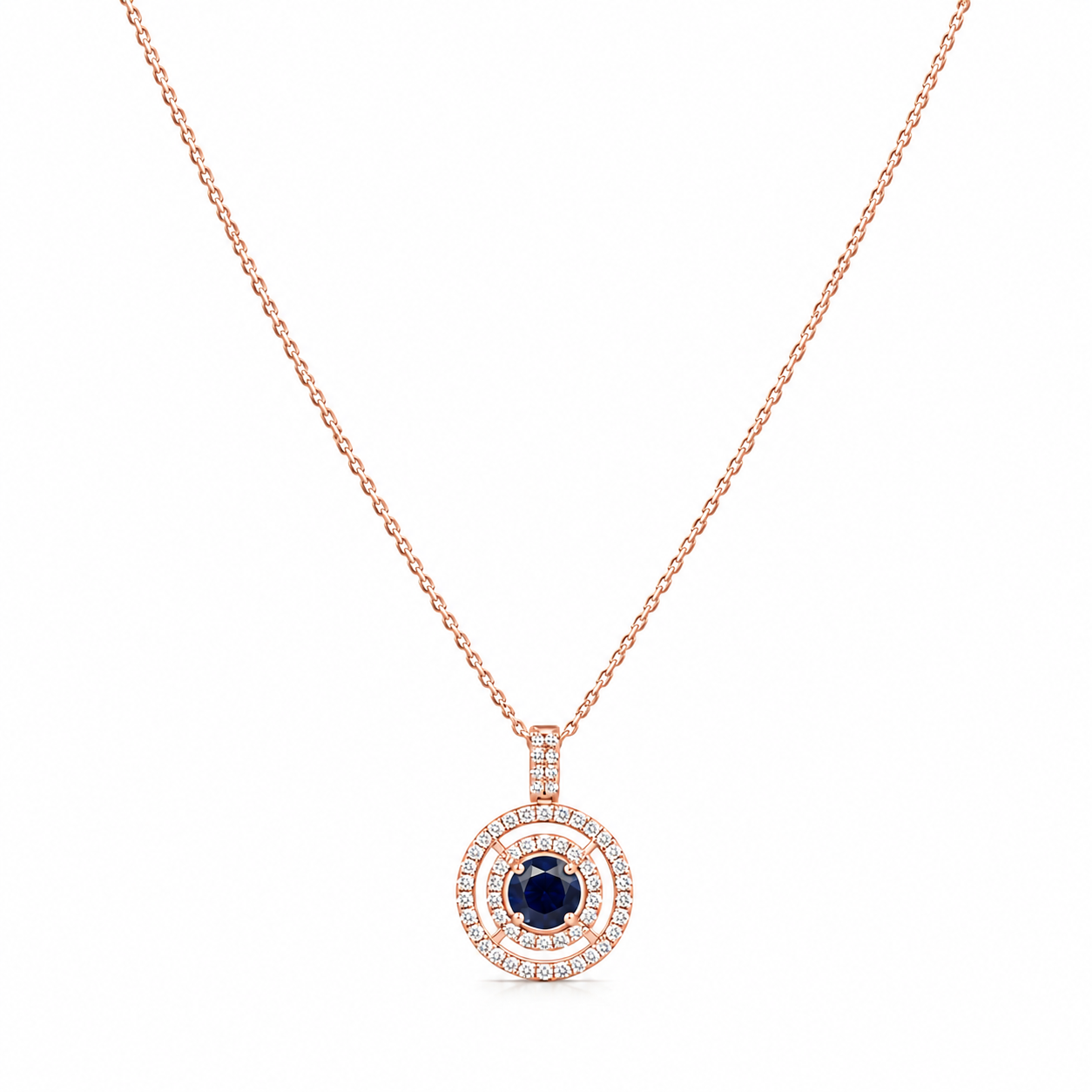 Blue round stone necklace