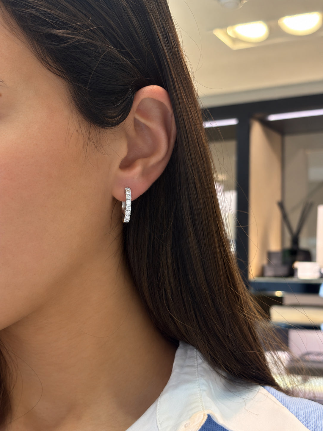 Diamond Set Hoops