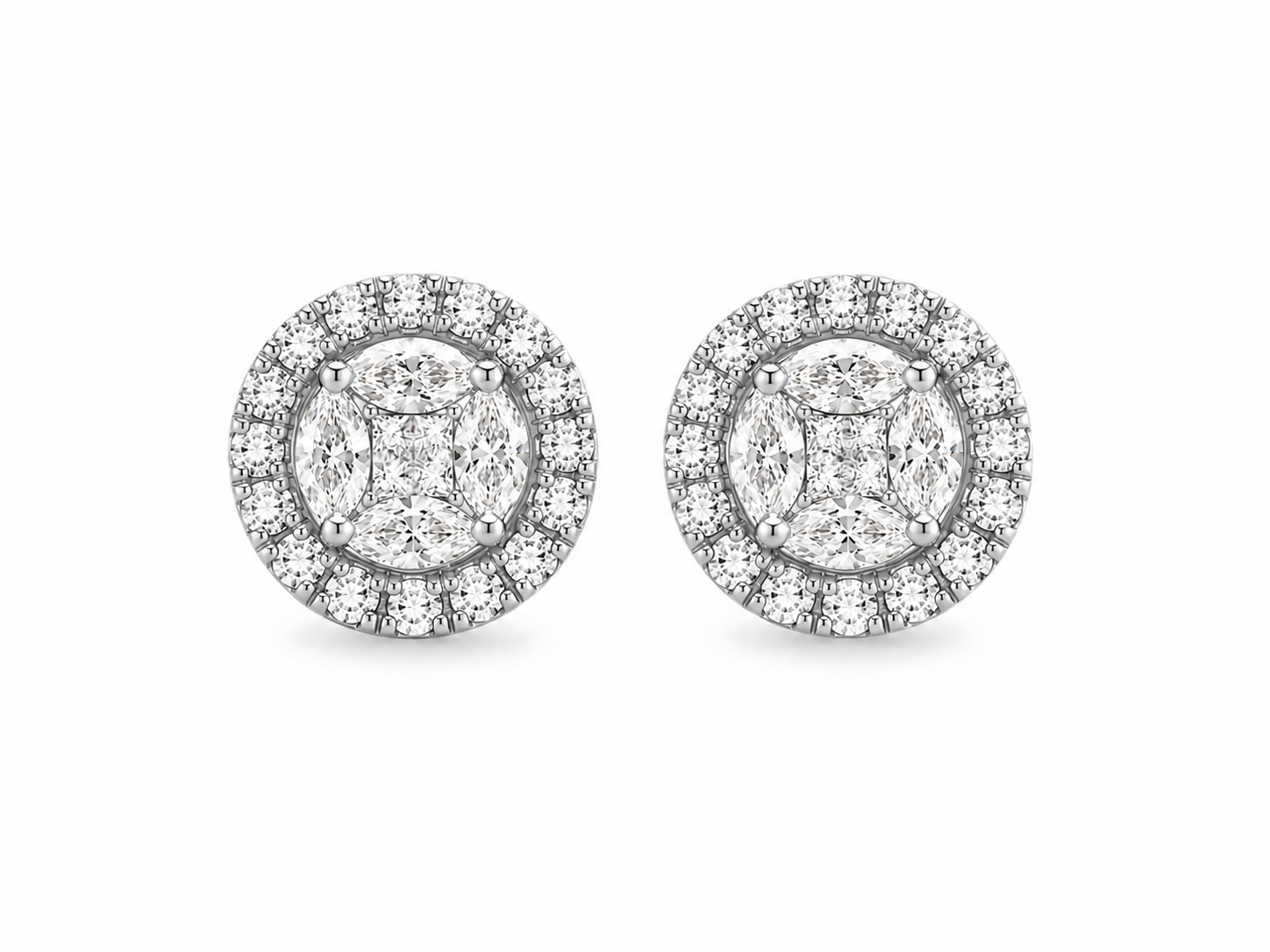 Halo Round Pearshape Stud