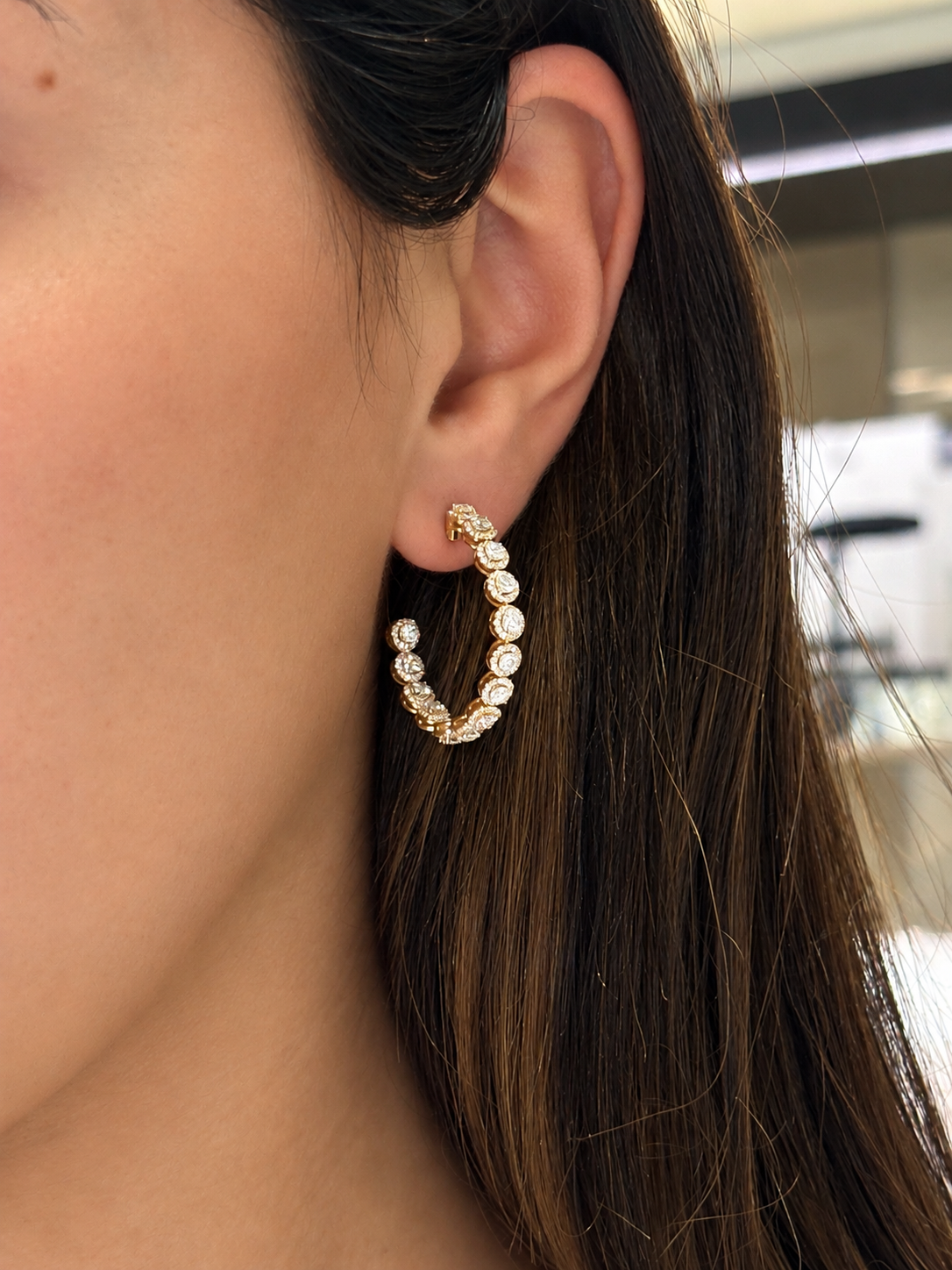 Diamond Rosette Hoops