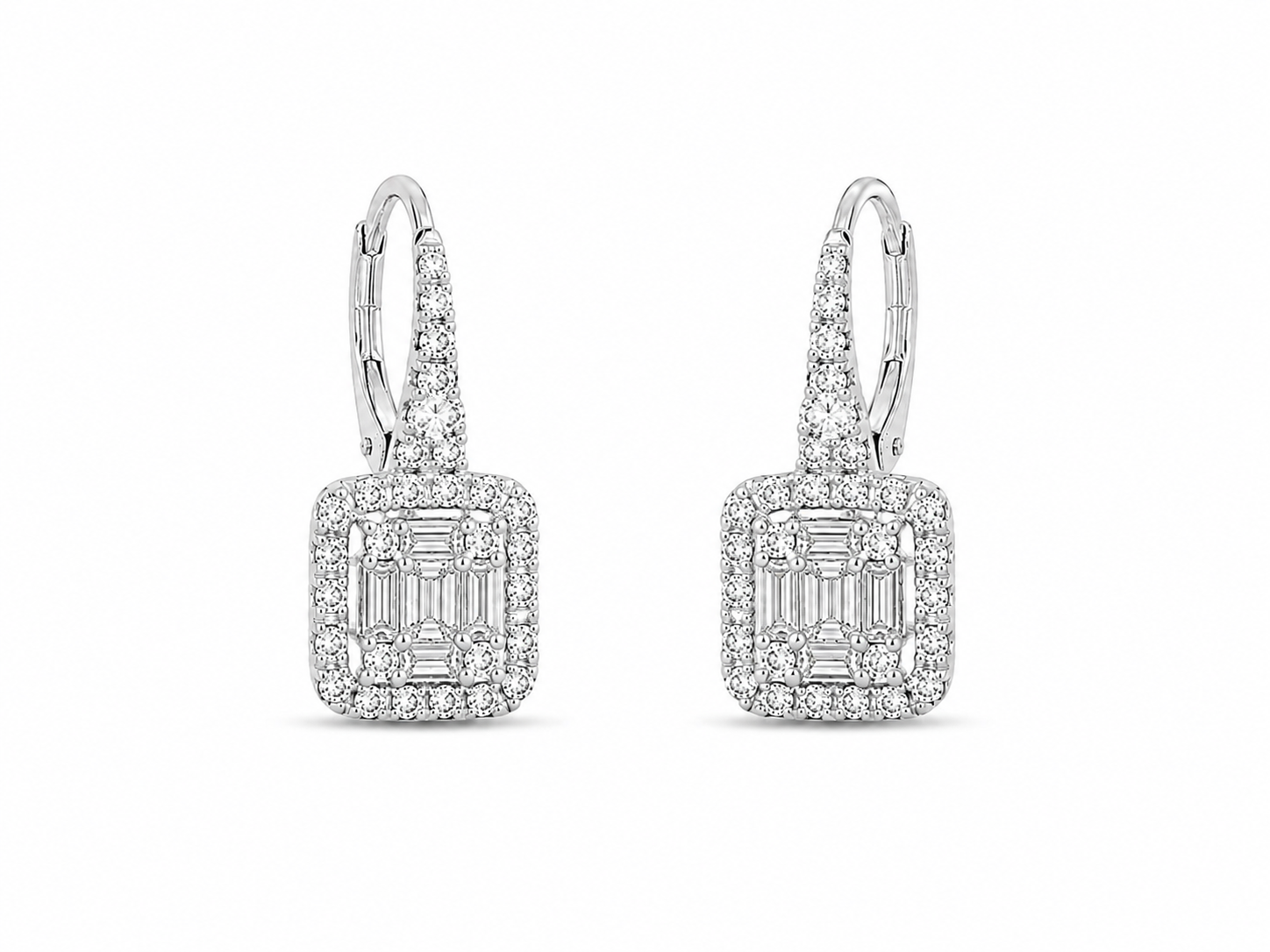 Halo Emerald Drop Earrings