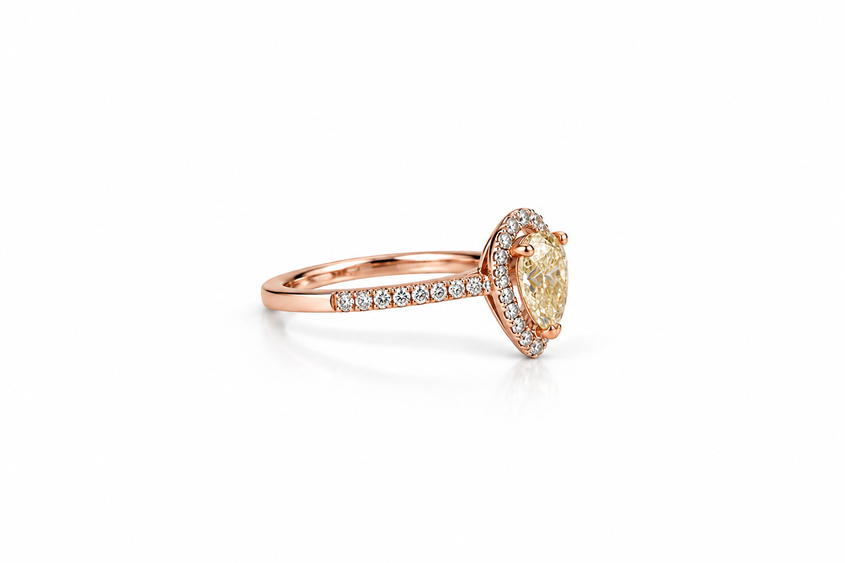 Pear Halo Diamond Ring