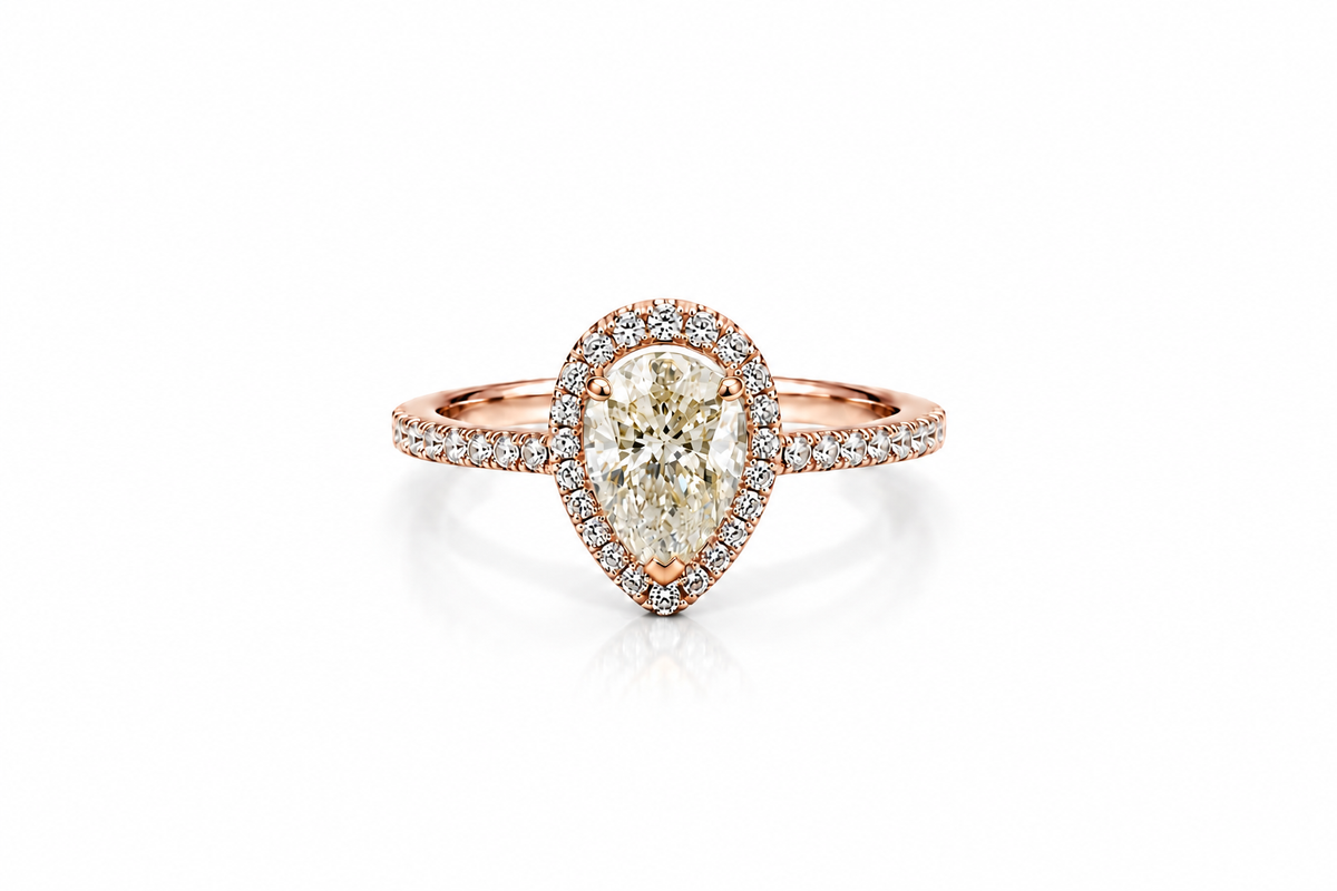 Pear Halo Diamond Ring