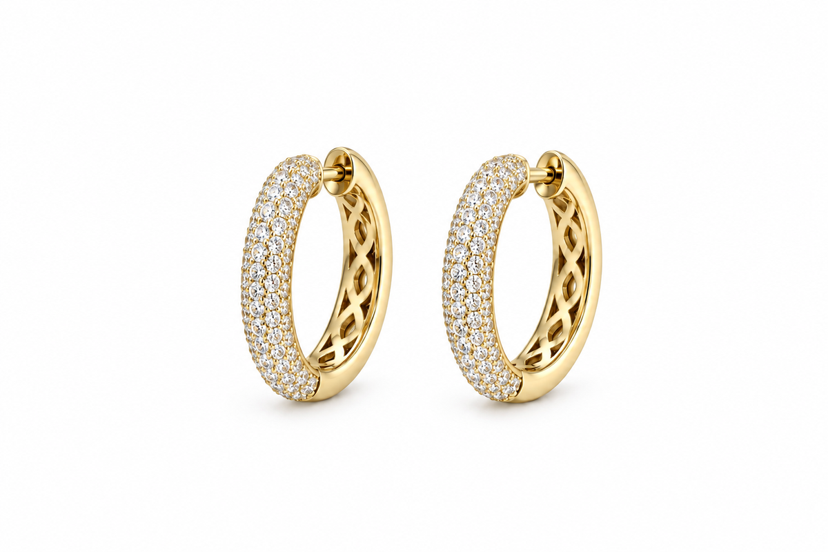 Pavé Elegance Diamond Hoops