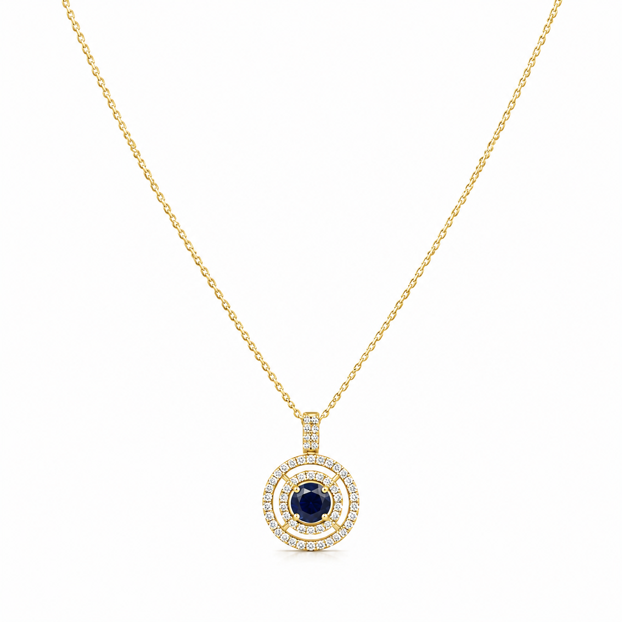 Blue round stone necklace