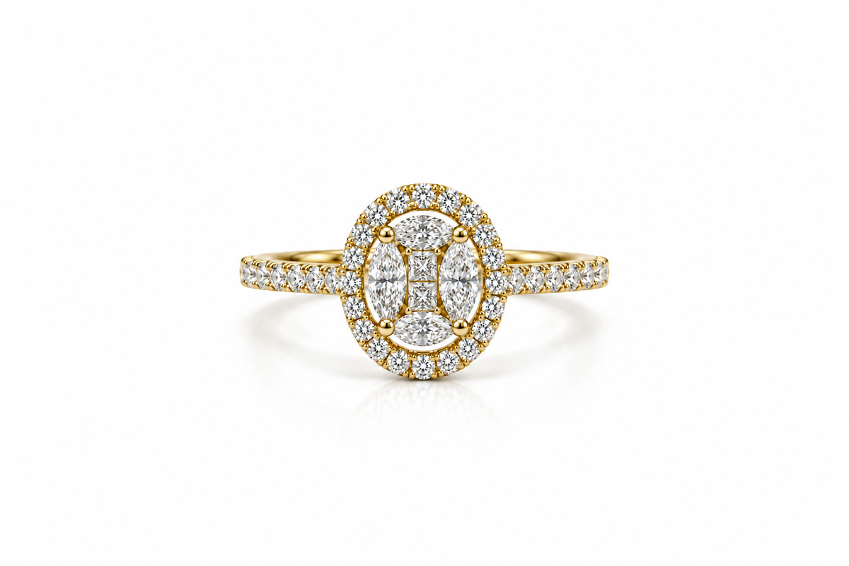 Oval Cluster Diamond Ring