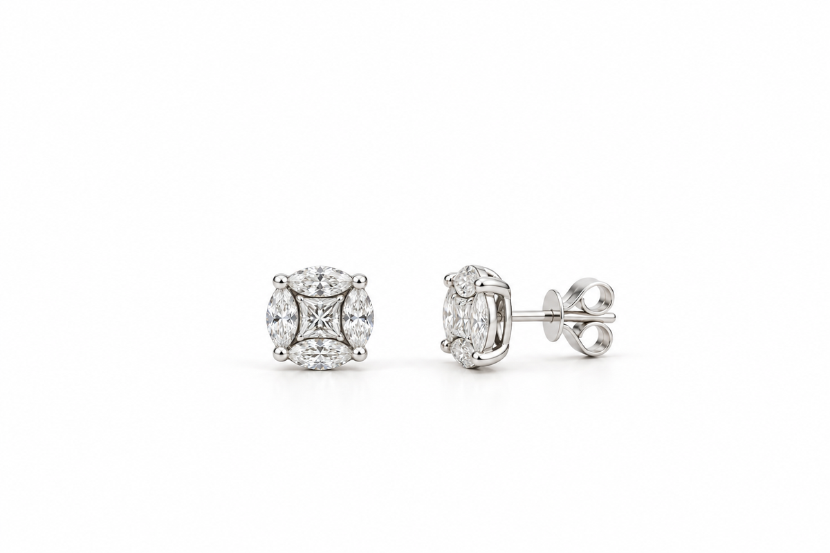 Princess Marquise Diamond Stud Earrings