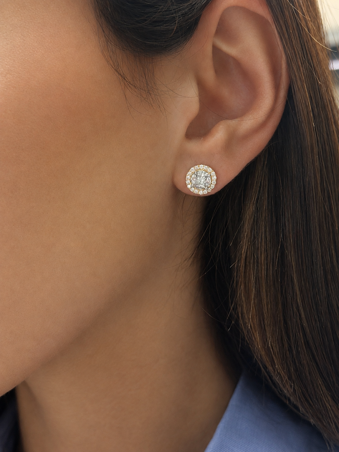 Halo Round Pearshape Stud
