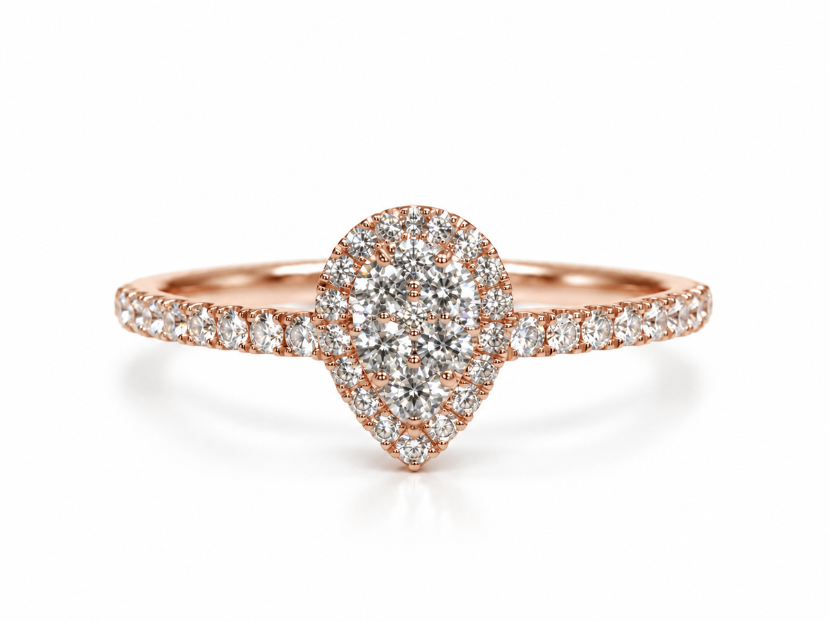 Halo Pearshape Diamond Ring