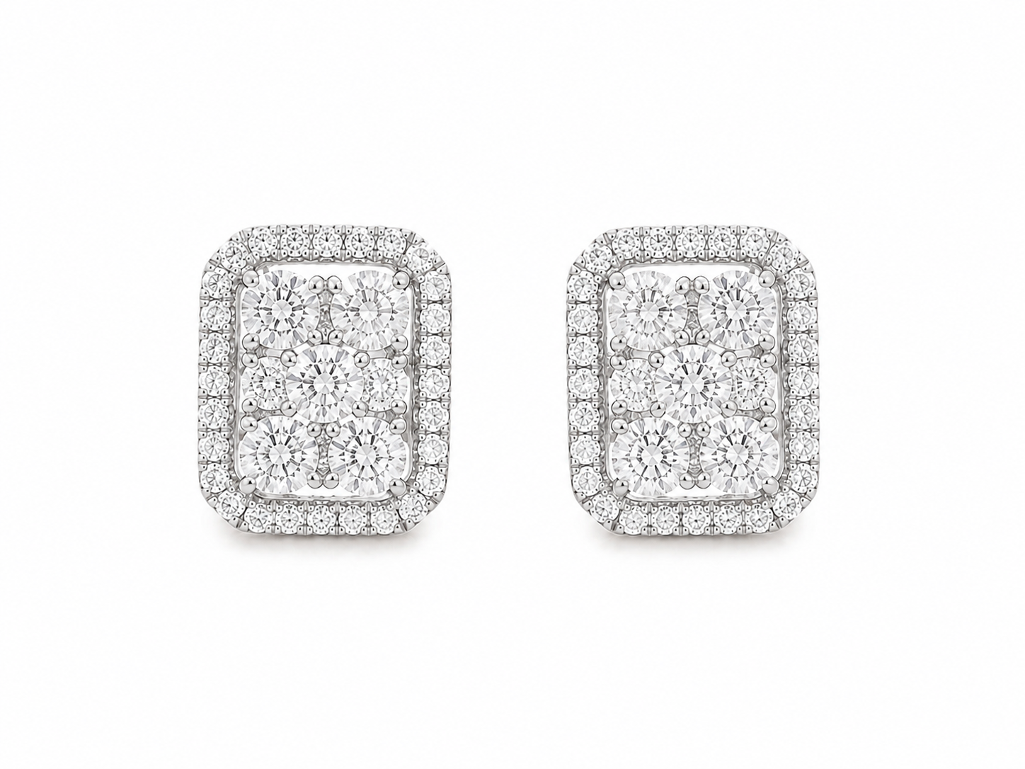Emerald Halo Diamond Stud