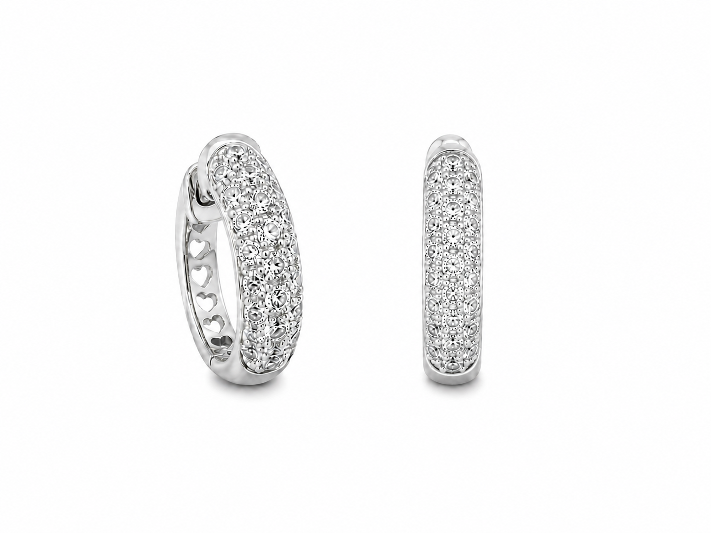 Pavé Heart Hoops