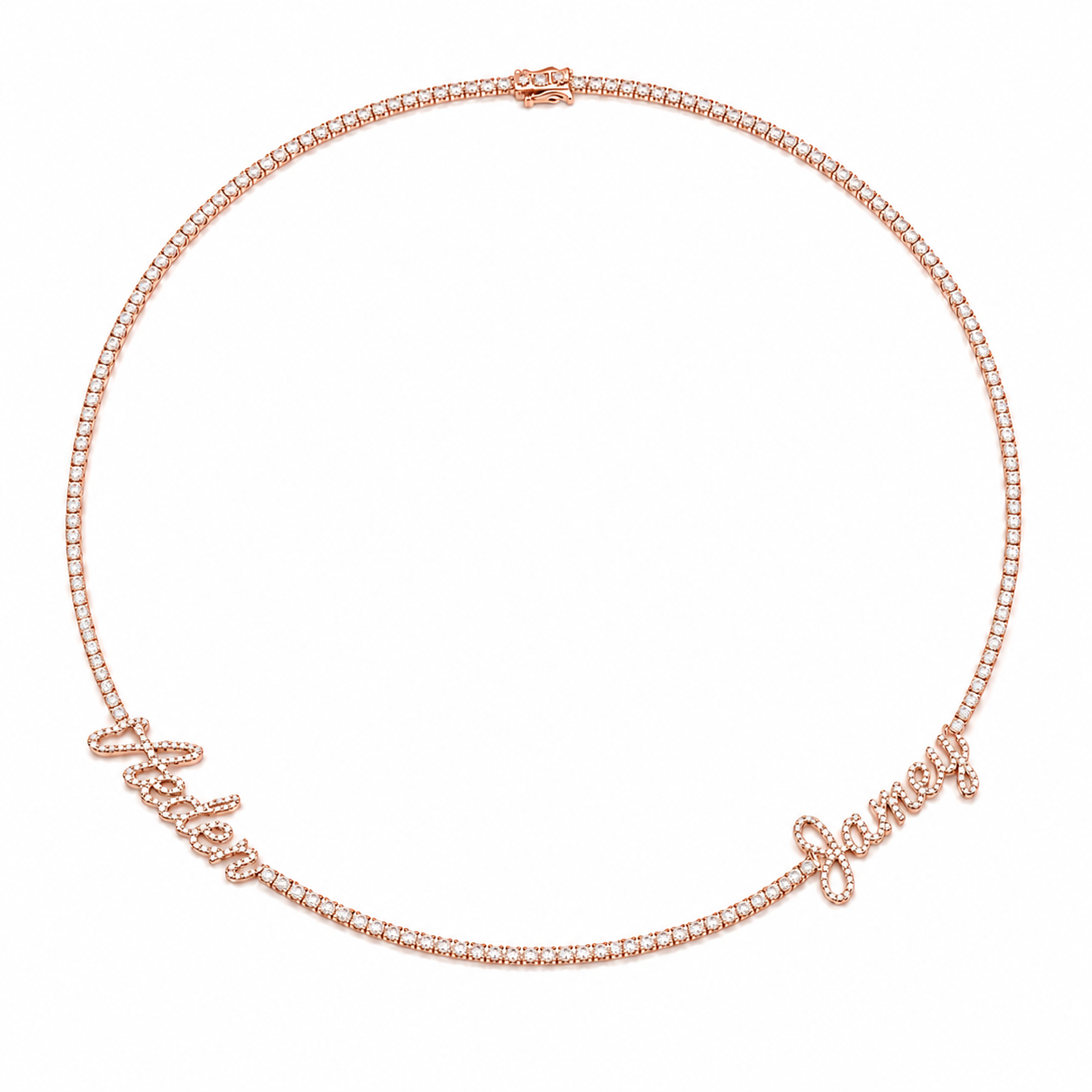 The Two Name Diamond Tennis Necklace