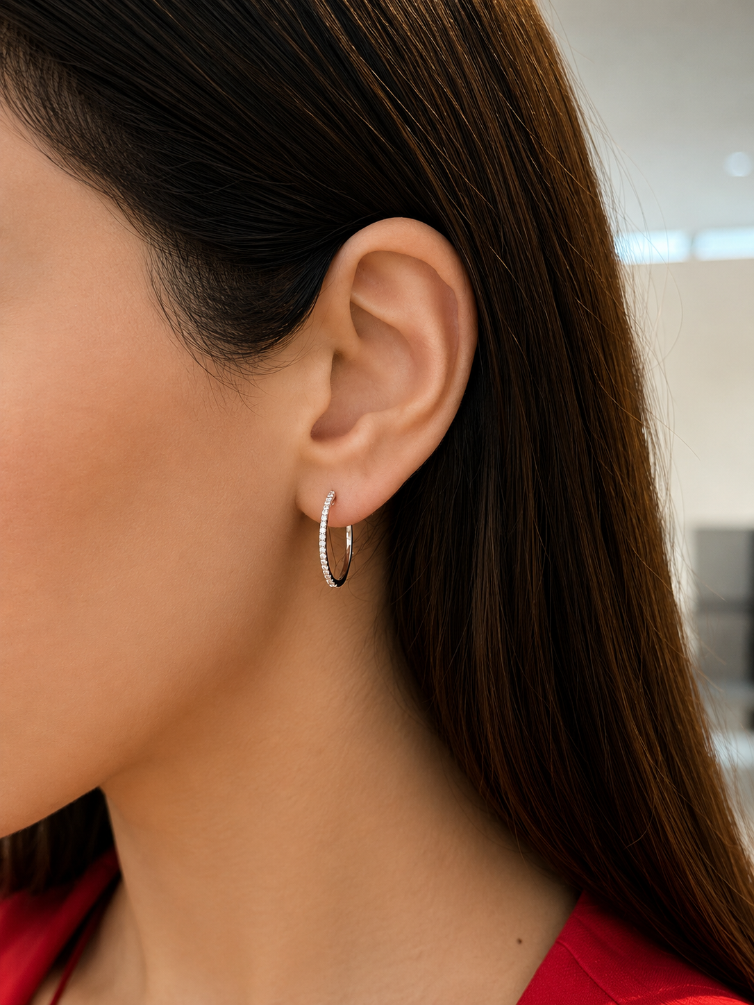 Classic Thin Diamond Hoops