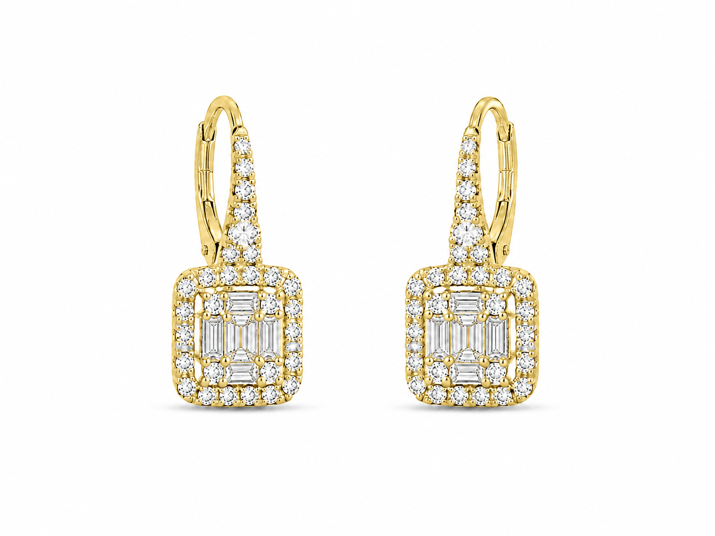 Halo Emerald Drop Earrings