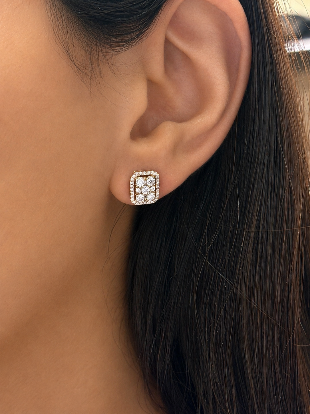 Emerald Halo Diamond Stud