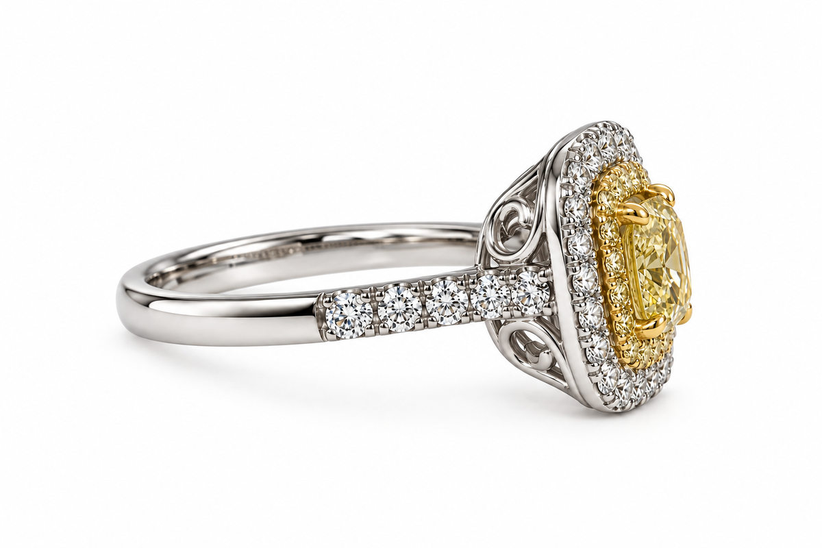 Yellow Cushion Ring