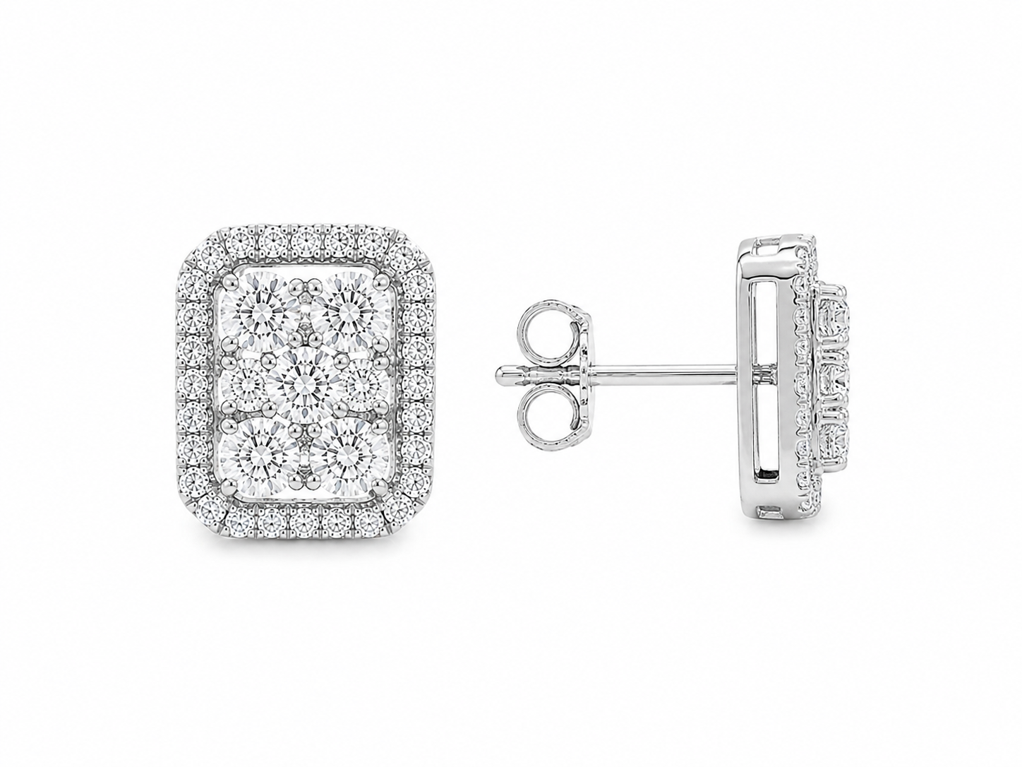 Emerald Halo Diamond Stud