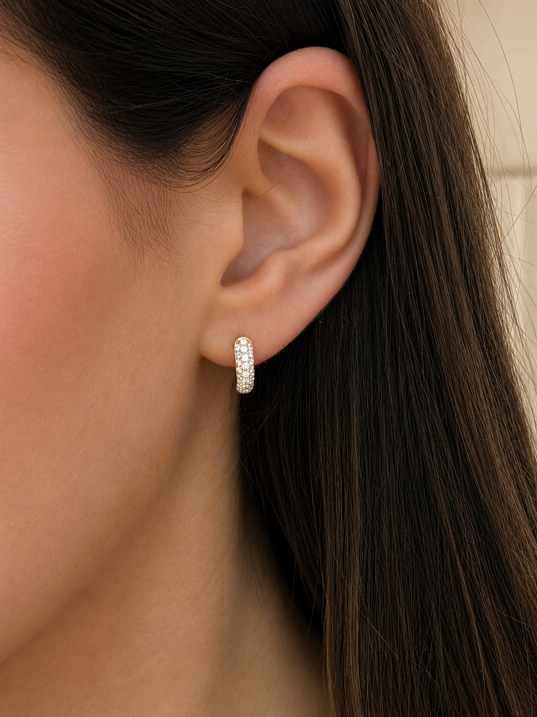 Pavé Heart Hoops