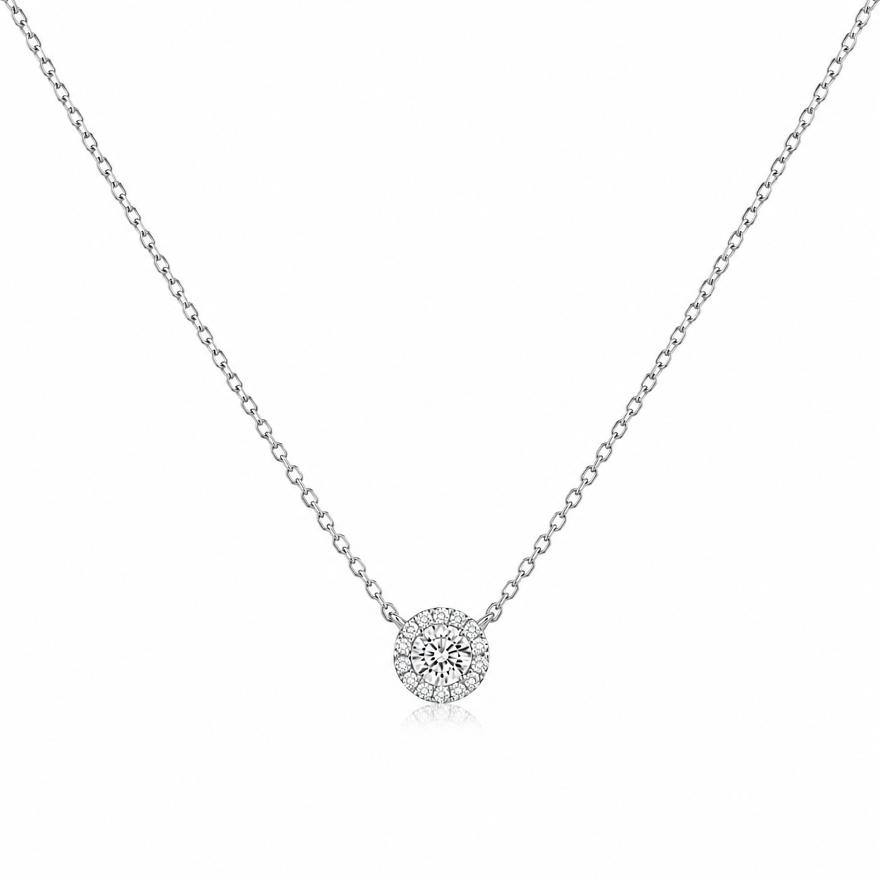 Halo Round Diamond Necklace