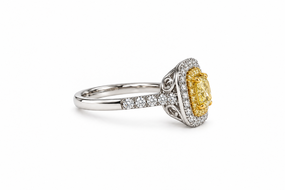 Yellow Cushion Ring