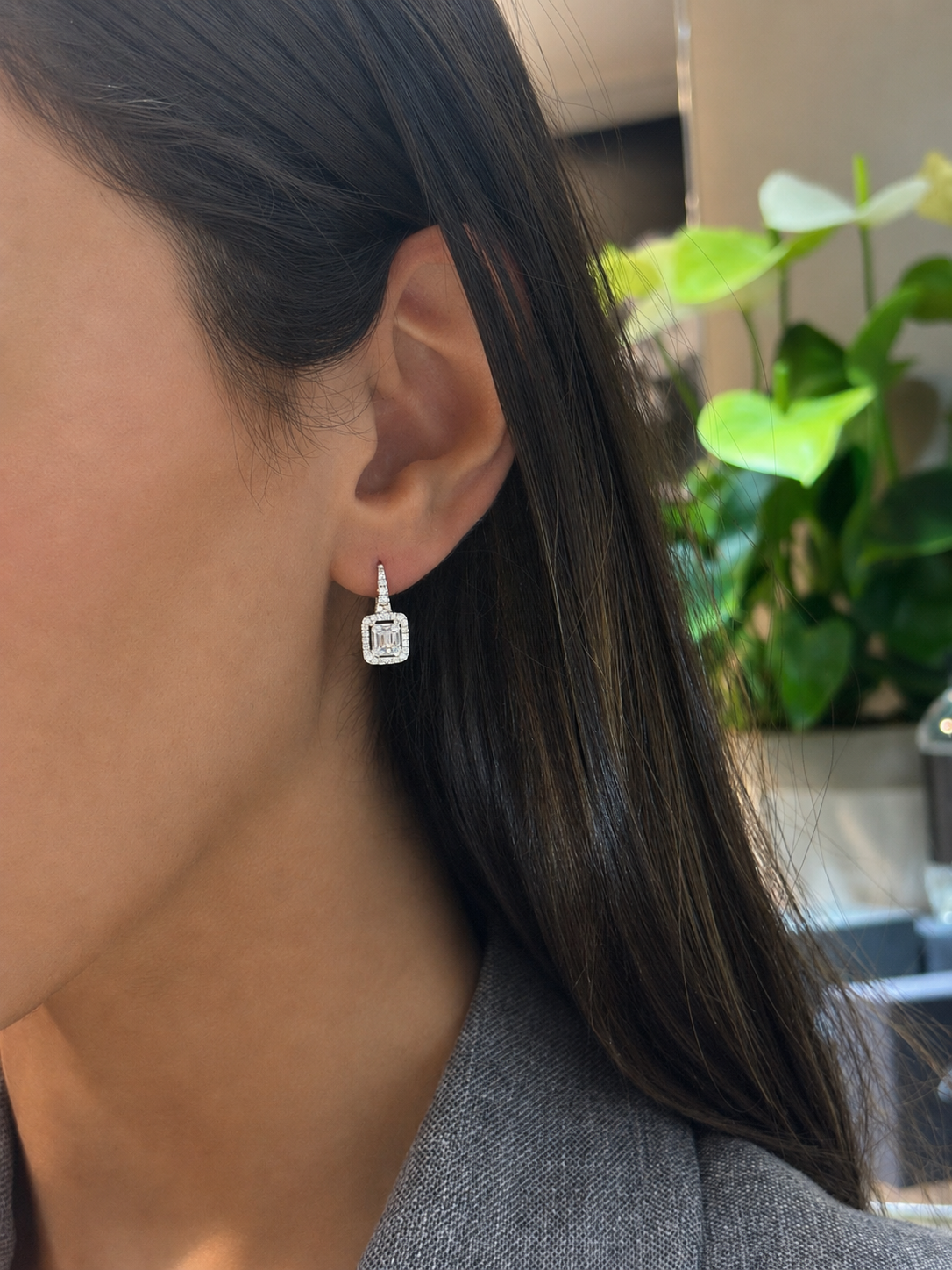 Halo Emerald Drop Earrings