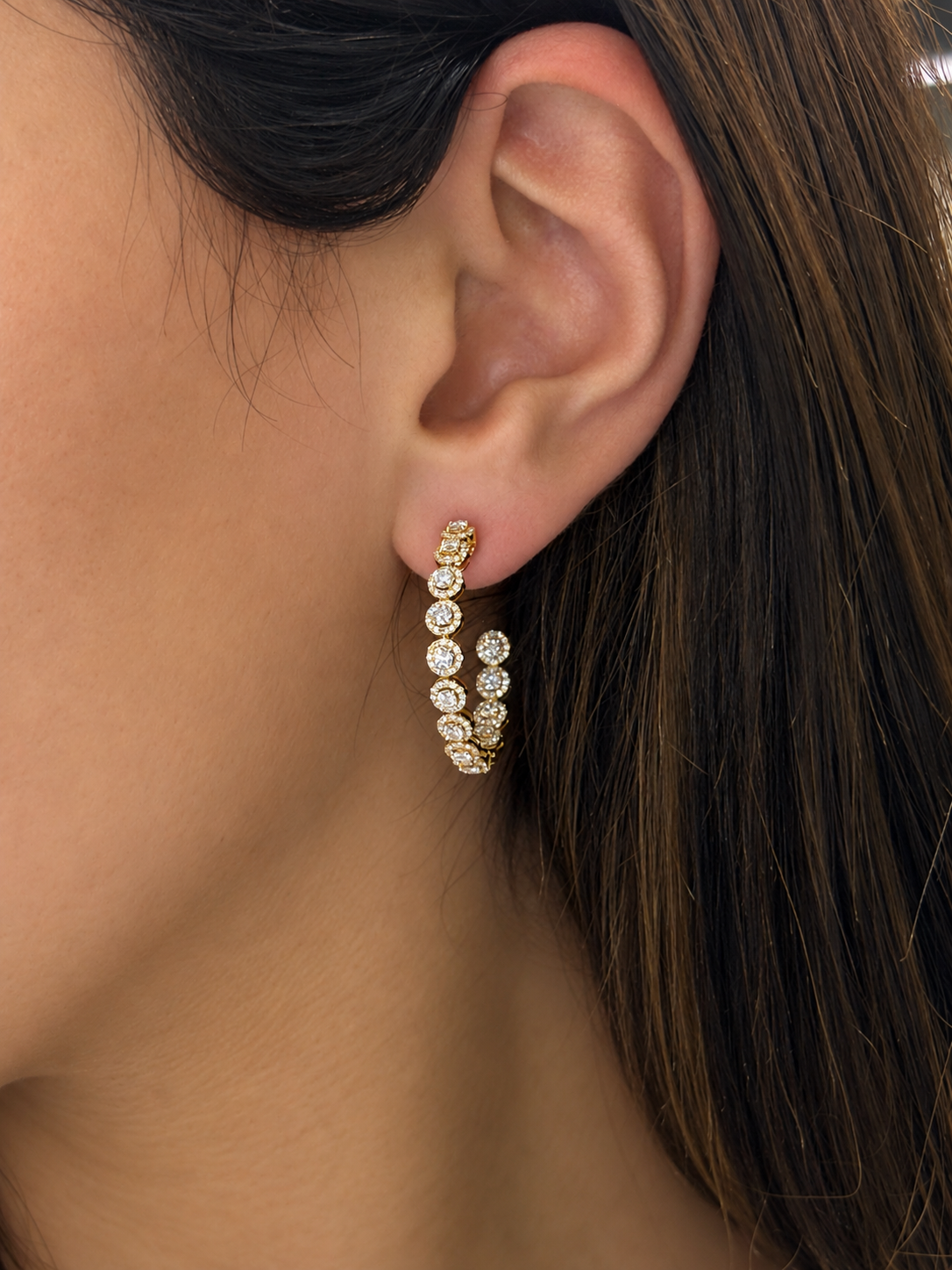 Diamond Rosette Hoops