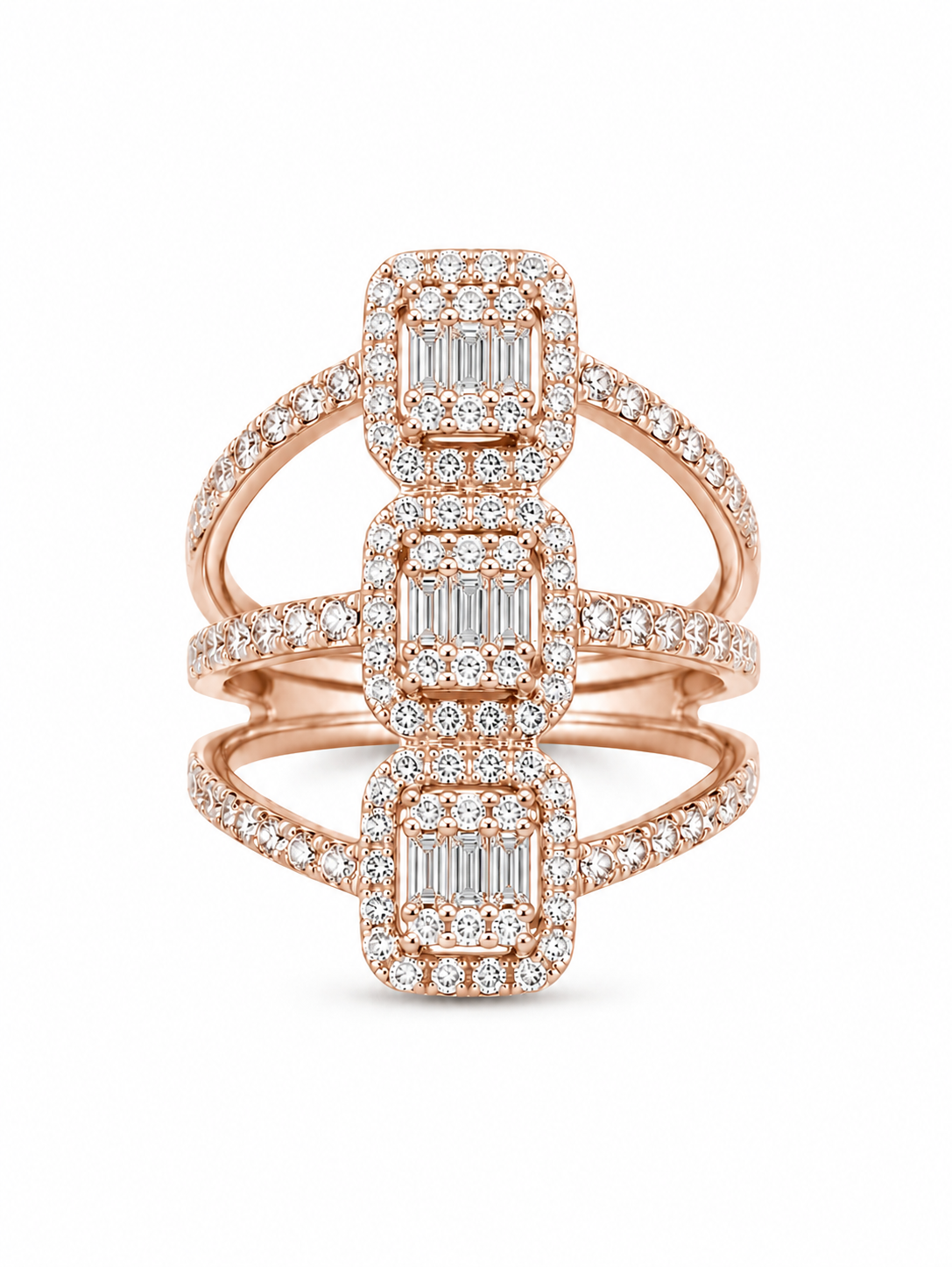 Three Emerald Diamond Ring