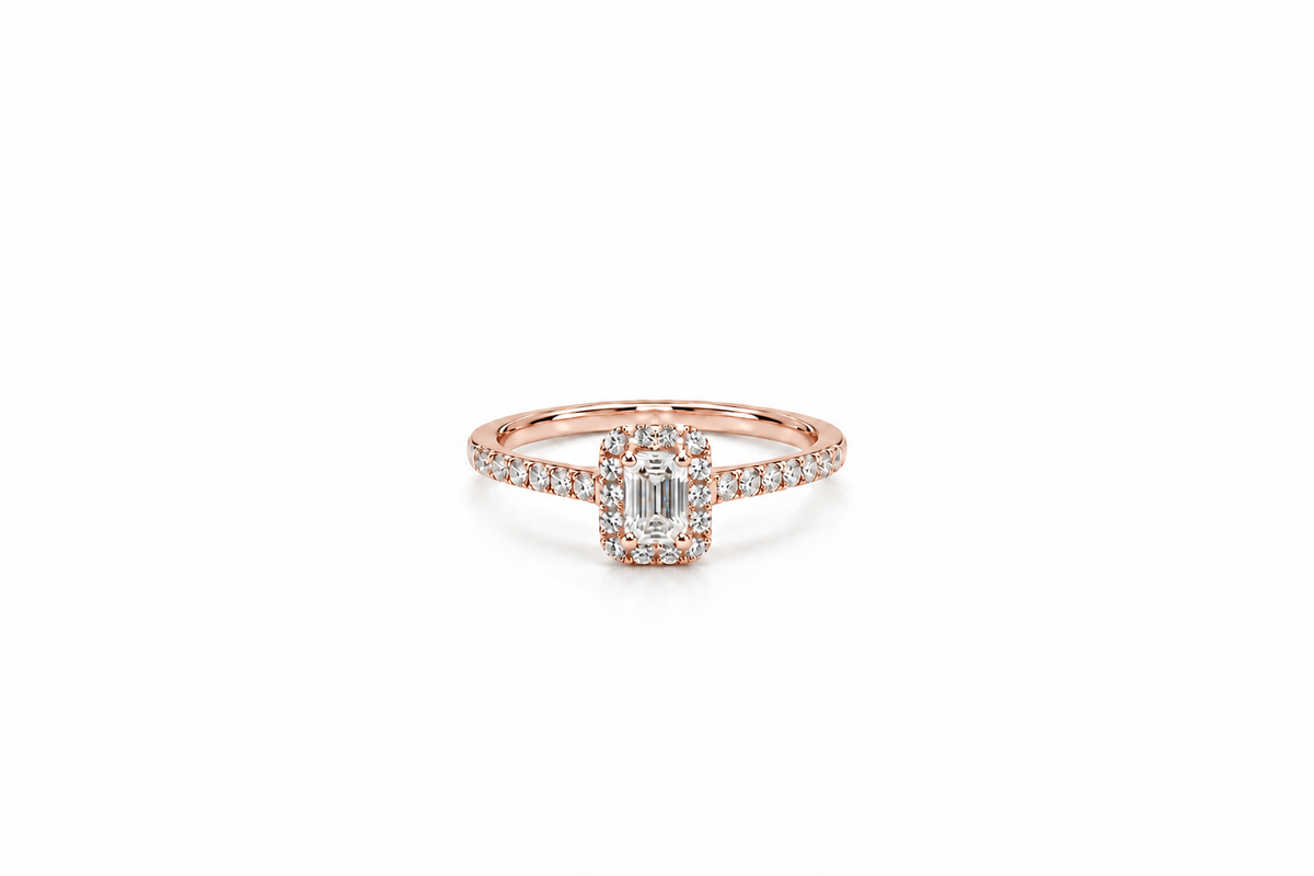 Emerald Elegance Diamond Halo Ring