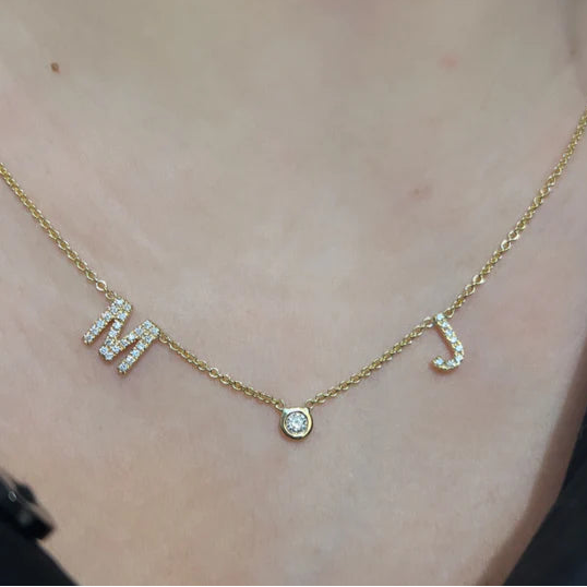 Double Initial Bezel Necklace