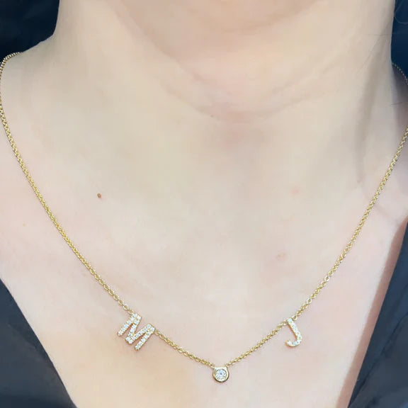 Double Initial Bezel Necklace