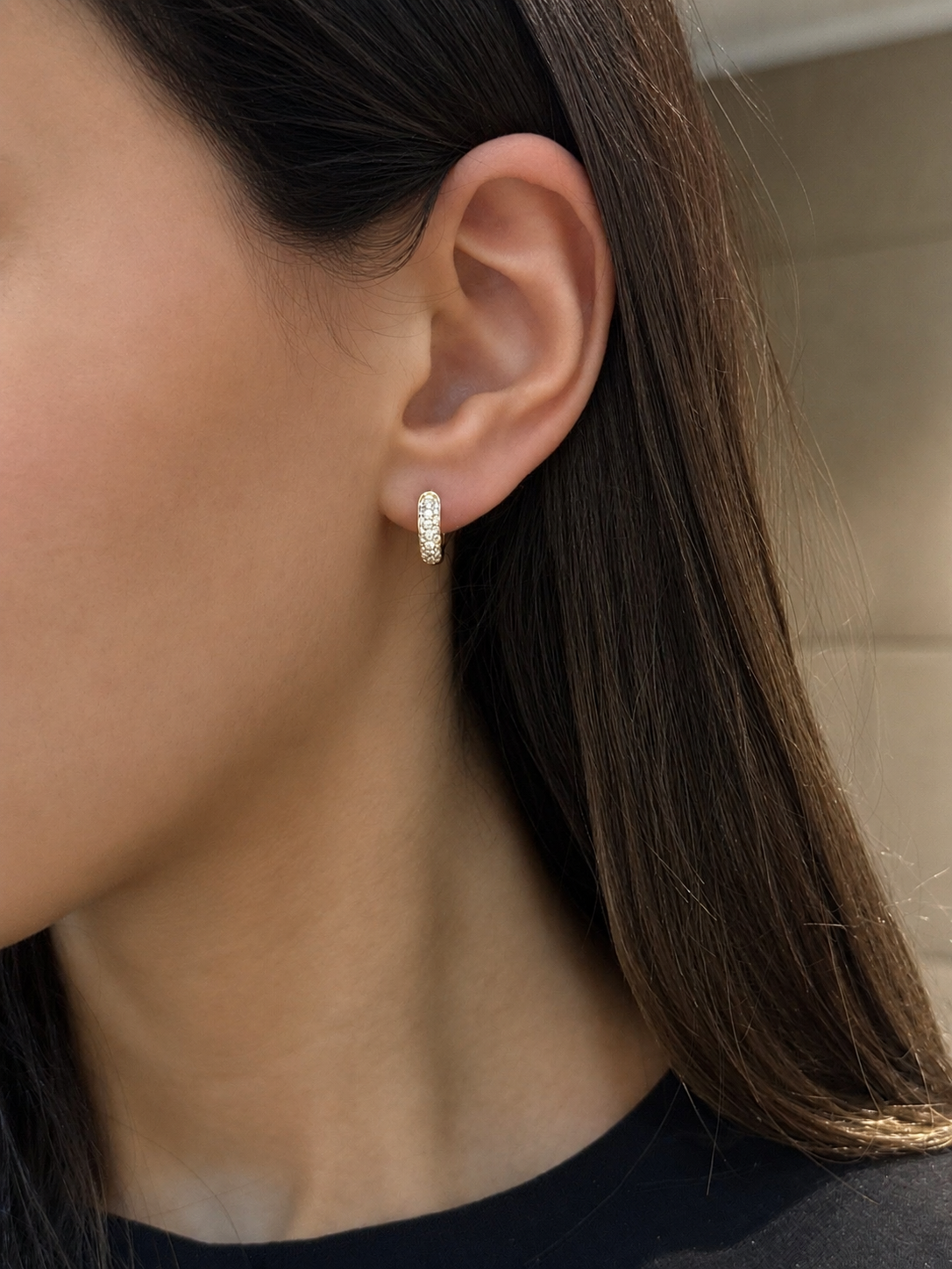 Pavé Heart Hoops