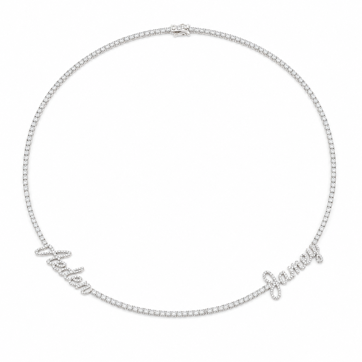 The Two Name Diamond Tennis Necklace