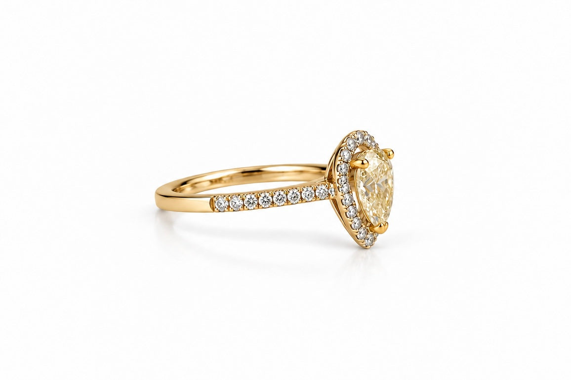 Pear Halo Diamond Ring