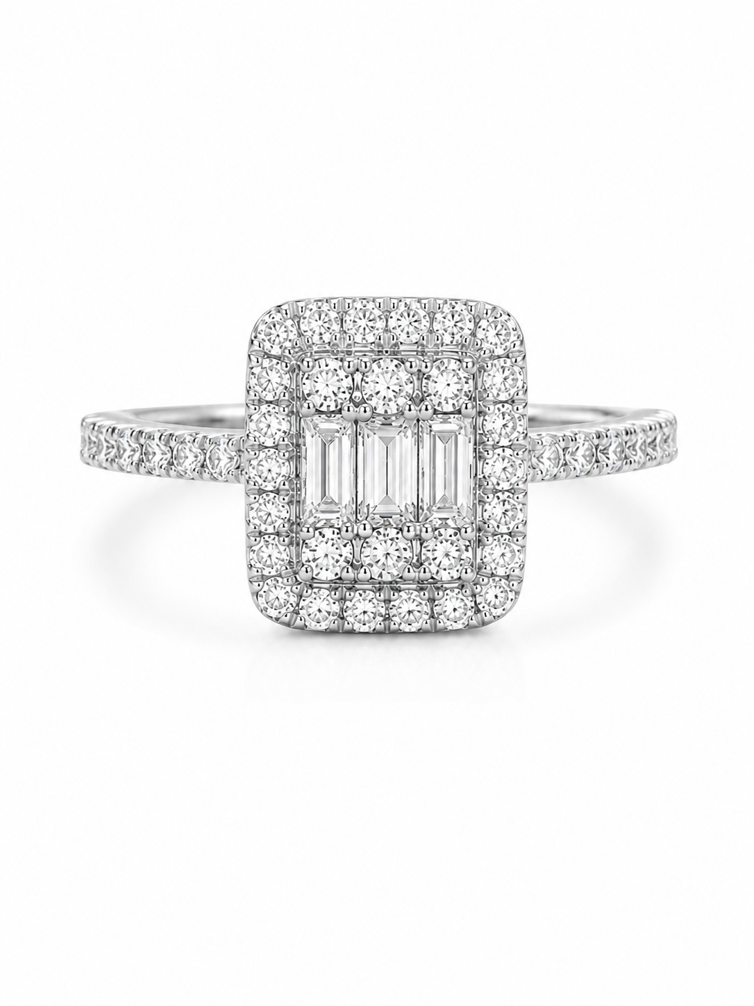 Halo Baguette Ring