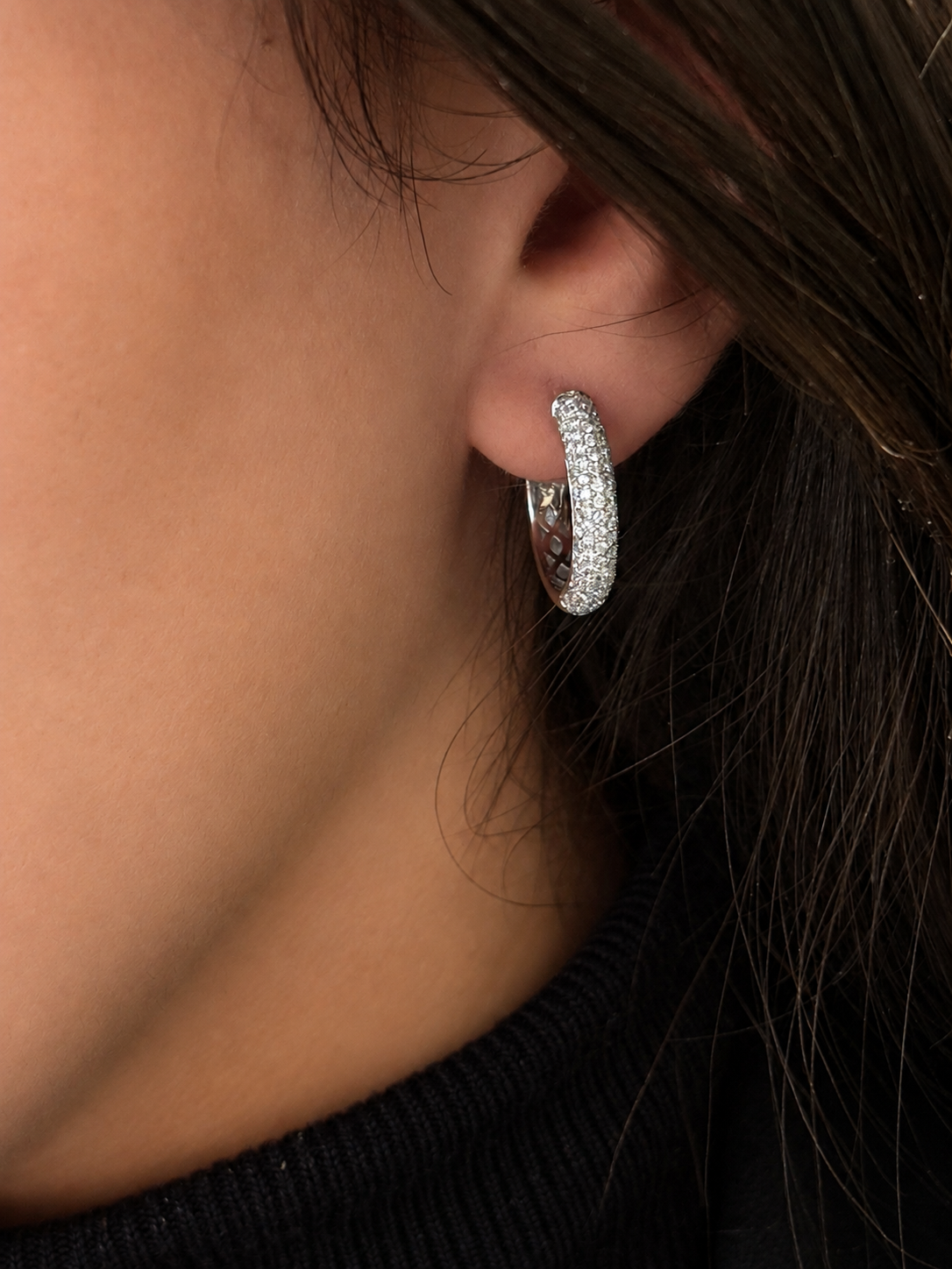 Pavé Elegance Diamond Hoops