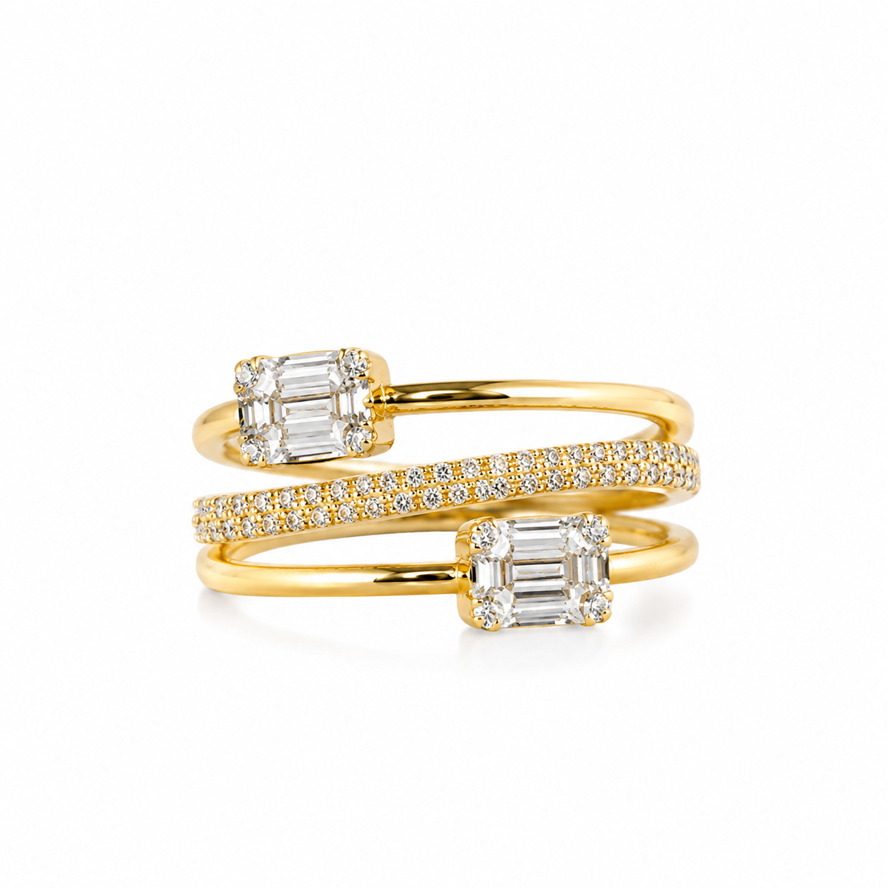Duo Emerald Wrap Ring