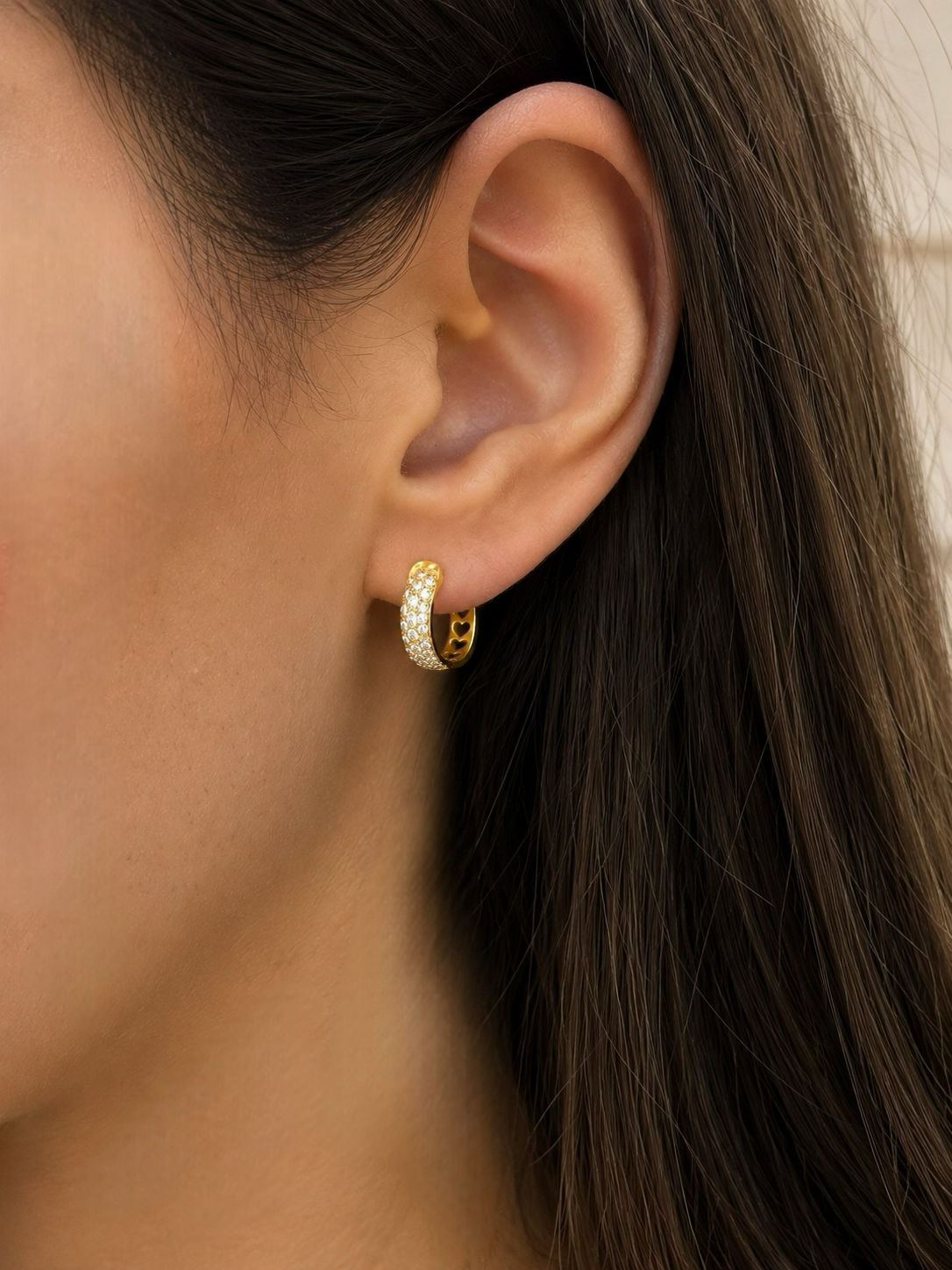 Pavé Heart Hoops