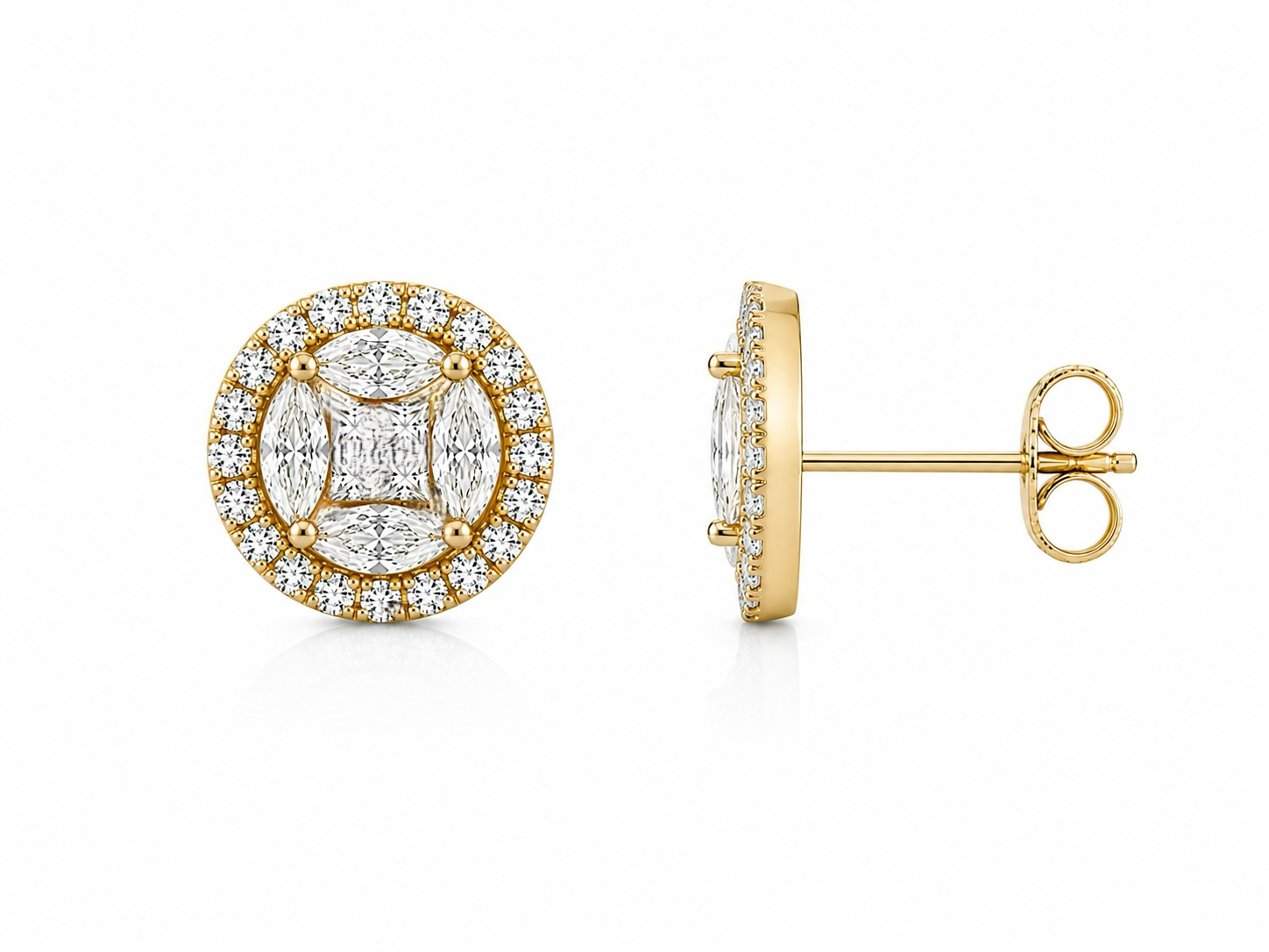 Halo Round Pearshape Stud