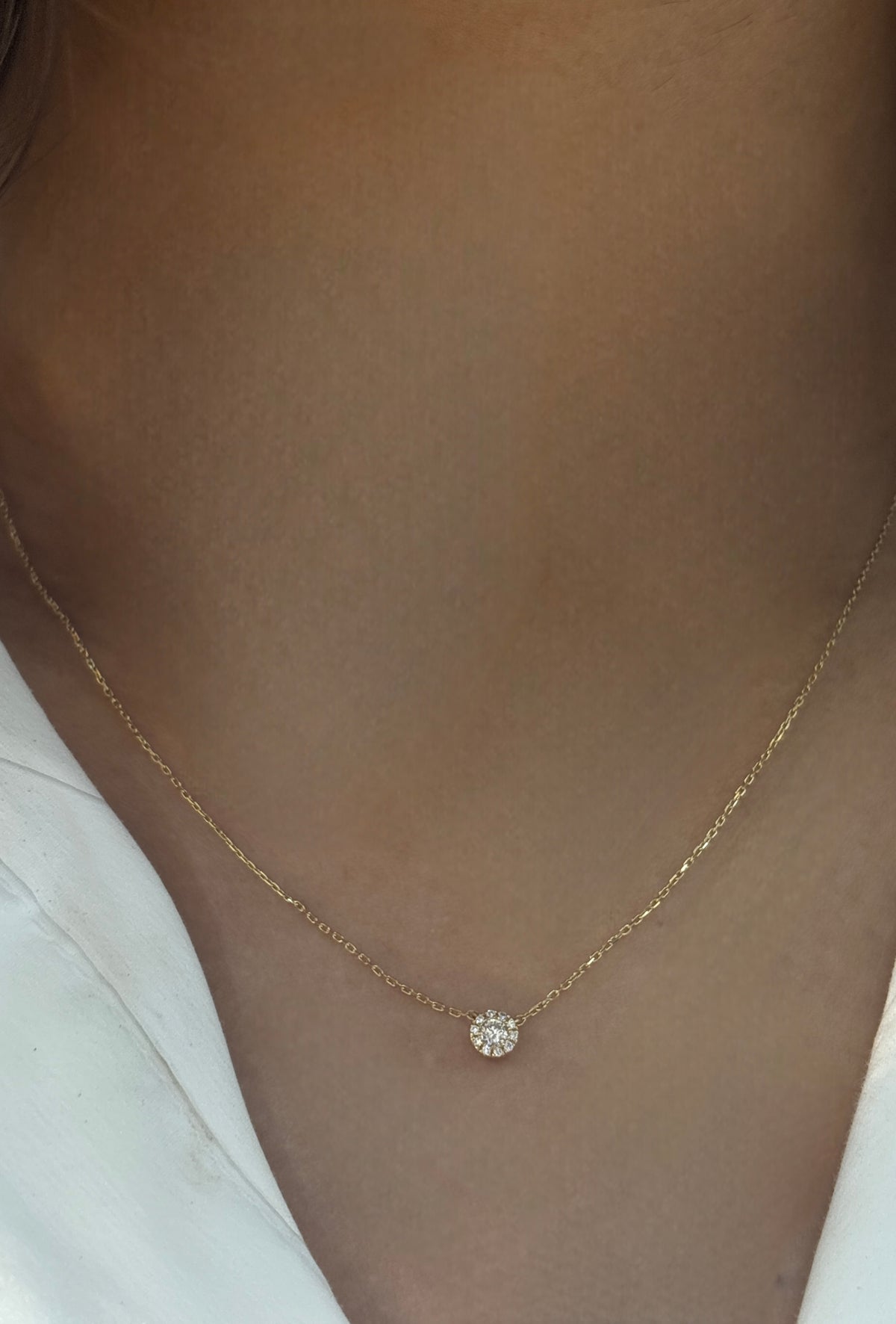 Halo Round Diamond Necklace