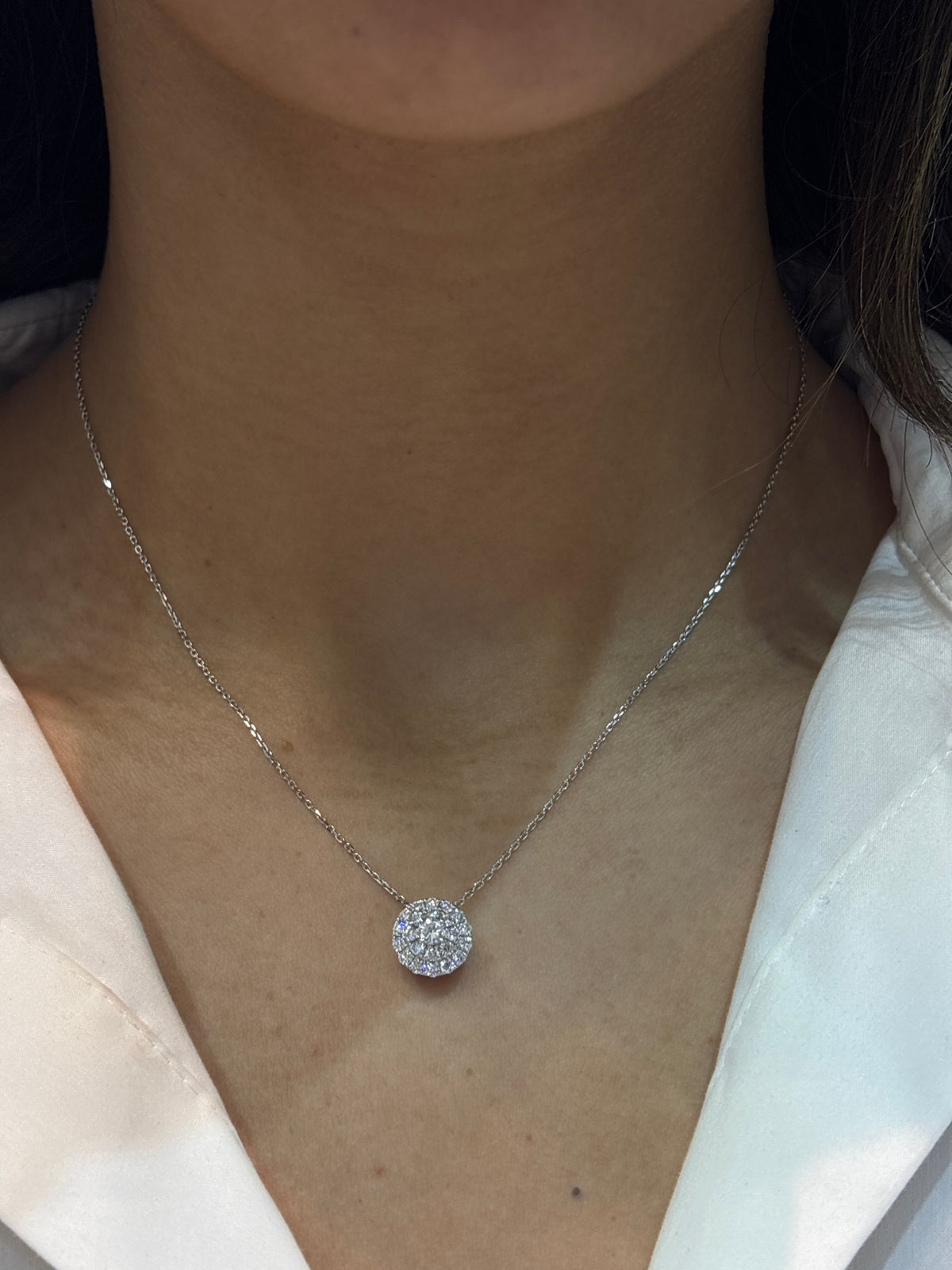 Classic Diamond Halo Necklace