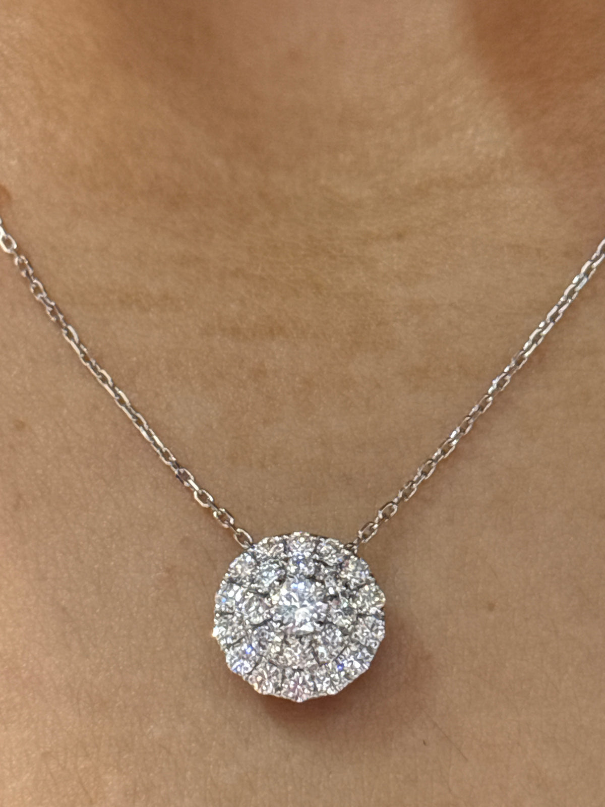 Classic Diamond Halo Necklace